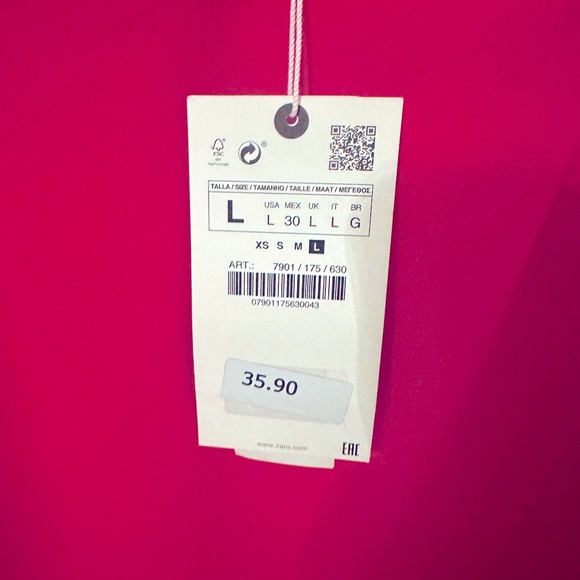 Zara Sheath Ruched Midi Dress Pink Spaghetti Straps Crepe V-Neck - Picture 4 of 5